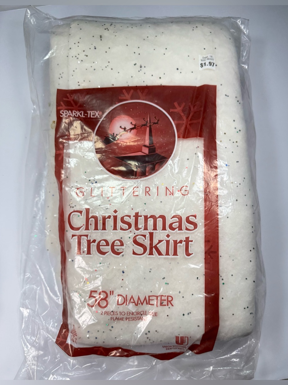 Vintage 80s 90s Era Sparkl-Tex Glittering Christmas Tree Skirt 58" Round New!